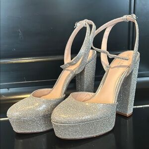 Born on Fifth x Antonio Melani Silver Glitter Platform Heels